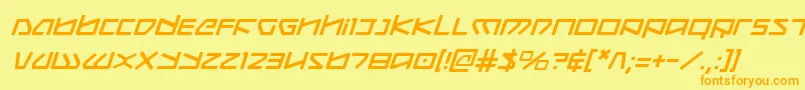 フォントKoboldi – オレンジの文字が黄色の背景にあります。