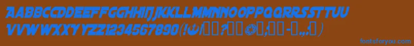 DistantGalaxyCondensedItalic Font – Blue Fonts on Brown Background
