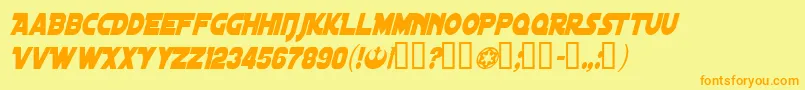 DistantGalaxyCondensedItalic Font – Orange Fonts on Yellow Background