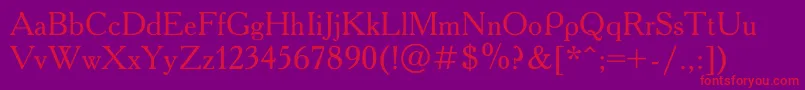 AcademyCond Font – Red Fonts on Purple Background