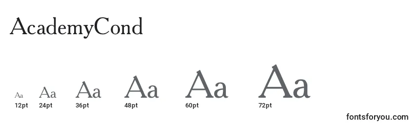 AcademyCond Font Sizes