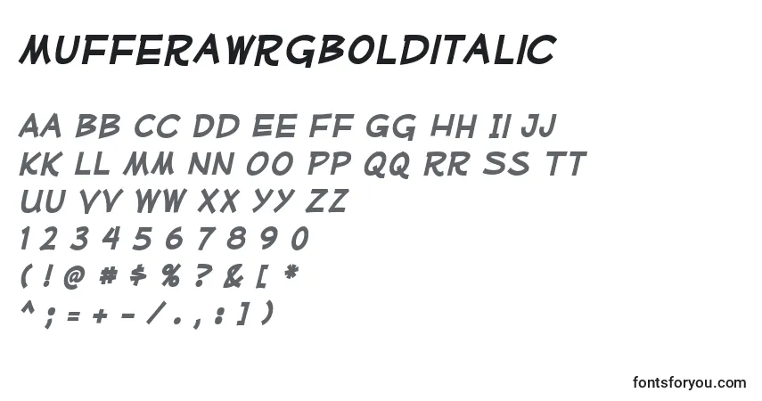 Czcionka MufferawrgBolditalic – alfabet, cyfry, specjalne znaki