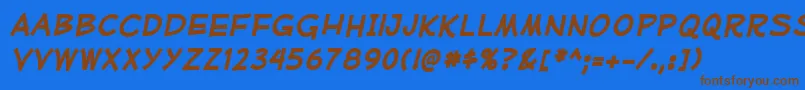 MufferawrgBolditalic Font – Brown Fonts on Blue Background