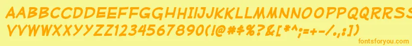 MufferawrgBolditalic Font – Orange Fonts on Yellow Background