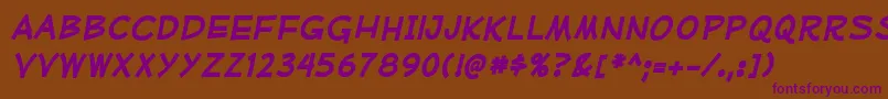 MufferawrgBolditalic Font – Purple Fonts on Brown Background