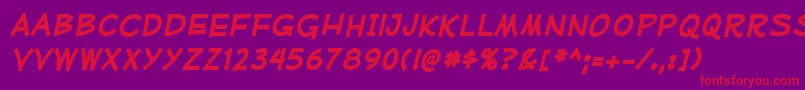 MufferawrgBolditalic Font – Red Fonts on Purple Background