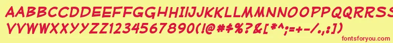 MufferawrgBolditalic Font – Red Fonts on Yellow Background