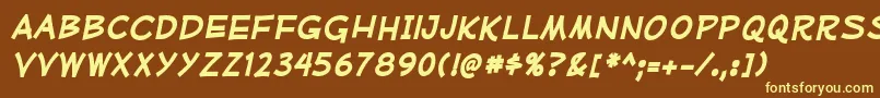 MufferawrgBolditalic Font – Yellow Fonts on Brown Background