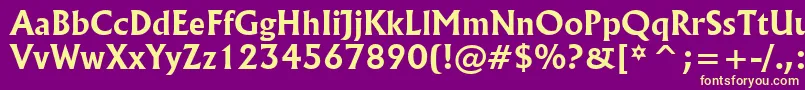 Fonte Flareserif821BoldBt – fontes amarelas em um fundo roxo
