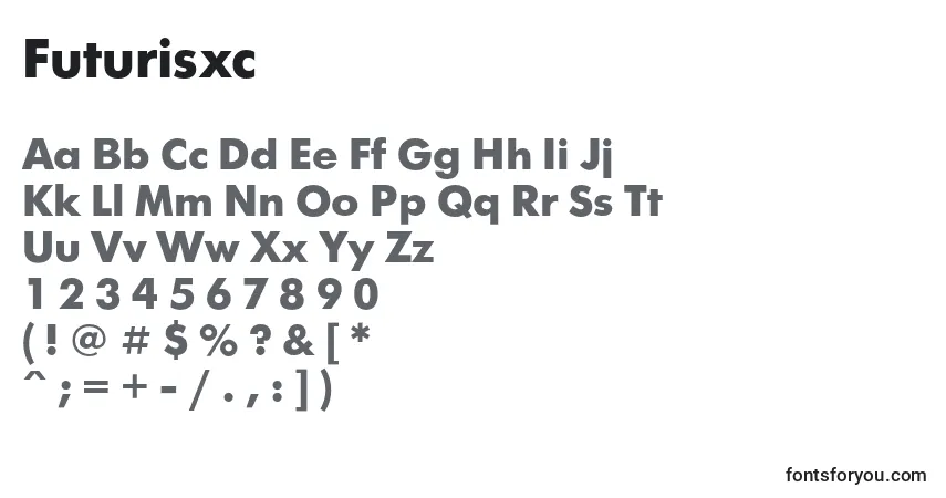 Fuente Futurisxc - alfabeto, números, caracteres especiales