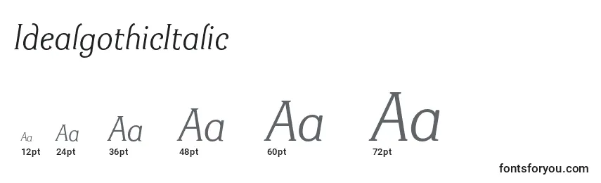 IdealgothicItalic Font Sizes