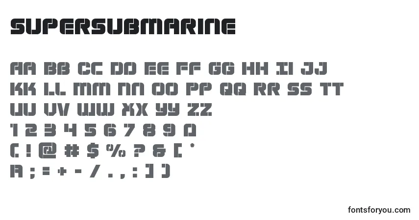 Шрифт Supersubmarine – алфавит, цифры, специальные символы