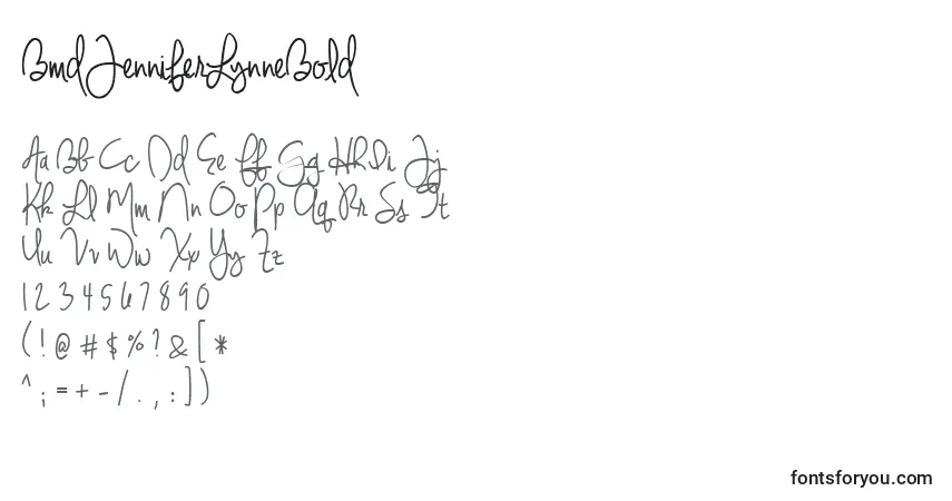 Schriftart BmdJenniferLynneBold – Alphabet, Zahlen, spezielle Symbole