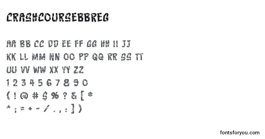Czcionka CrashcoursebbReg – alfabet, cyfry, specjalne znaki