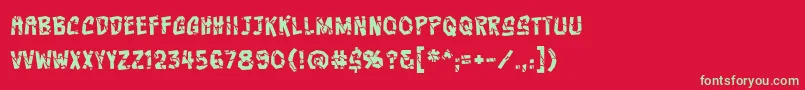 フォントCrashcoursebbReg – 赤い背景に緑の文字
