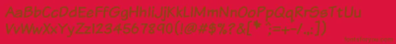 Komtxt-Schriftart – Braune Schriften auf rotem Hintergrund