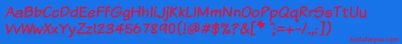 Komtxt Font – Red Fonts on Blue Background