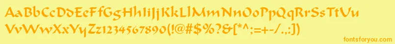 Ondineltstd-Schriftart – Orangefarbene Schriften auf gelbem Hintergrund