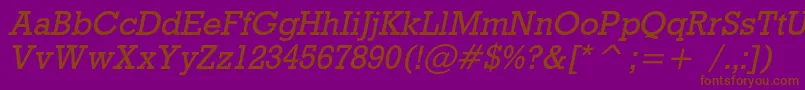 RodeocItalic-fontti – ruskeat fontit violetilla taustalla
