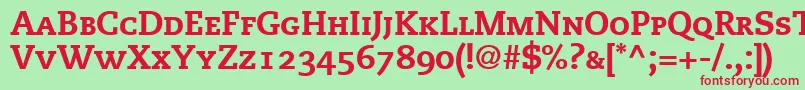 MonologueBlackCapsSsiBlackSmallCaps Font – Red Fonts on Green Background