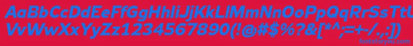 Zeppelin32BoldItalic Font – Blue Fonts on Red Background