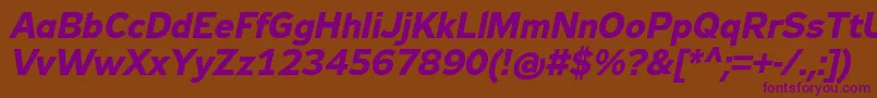 Zeppelin32BoldItalic Font – Purple Fonts on Brown Background