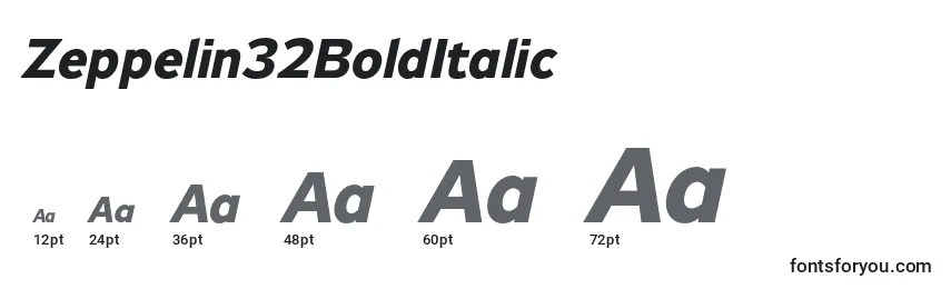 Zeppelin32BoldItalic Font Sizes