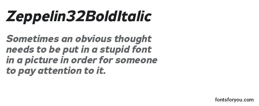 Review of the Zeppelin32BoldItalic Font