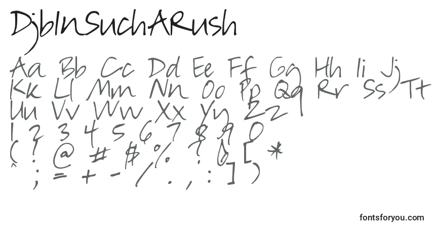 Schriftart DjbInSuchARush – Alphabet, Zahlen, spezielle Symbole
