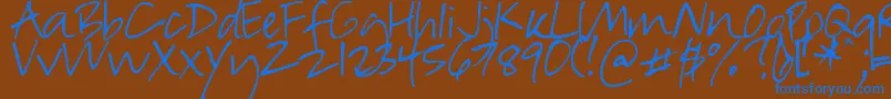 Weitere Informationen zur DjbInSuchARush-Schriftart DjbInSuchARush-Schriftart – Blaue Schriften auf braunem Hintergrund