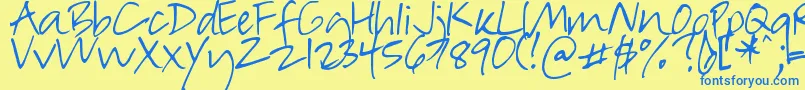 DjbInSuchARush Font – Blue Fonts on Yellow Background