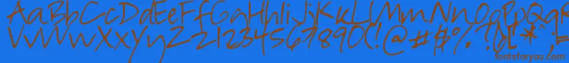 DjbInSuchARush Font – Brown Fonts on Blue Background