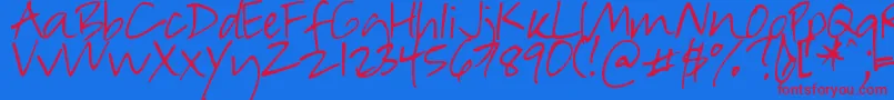 DjbInSuchARush Font – Red Fonts on Blue Background