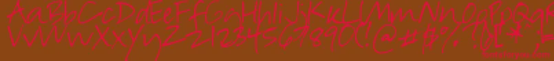 DjbInSuchARush Font – Red Fonts on Brown Background