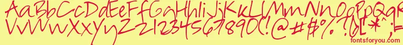 DjbInSuchARush Font – Red Fonts on Yellow Background