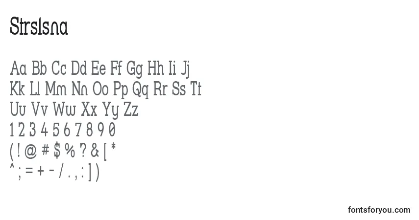 Czcionka Strslsna – alfabet, cyfry, specjalne znaki