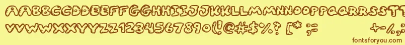 フォントGwibble ffy – 茶色の文字が黄色の背景にあります。
