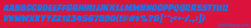 TrashcinemabbItal Font – Blue Fonts on Red Background