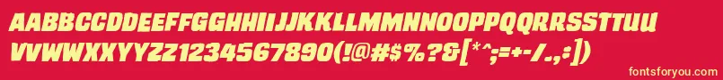 TrashcinemabbItal Font – Yellow Fonts on Red Background