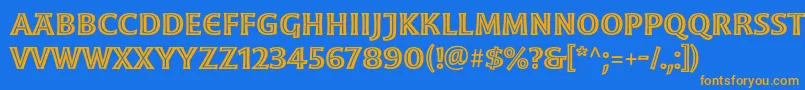 フォントMoonglowSemibold – オレンジ色の文字が青い背景にあります。