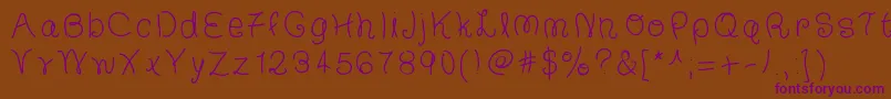 TheFrancescaFont-Schriftart – Violette Schriften auf braunem Hintergrund