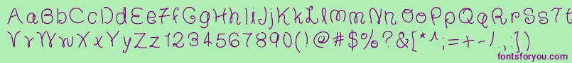 Шрифт TheFrancescaFont – фиолетовые шрифты на зелёном фоне