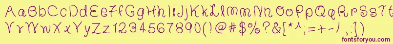 TheFrancescaFont-Schriftart – Violette Schriften auf gelbem Hintergrund