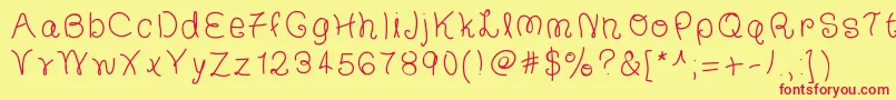 TheFrancescaFont-Schriftart – Rote Schriften auf gelbem Hintergrund
