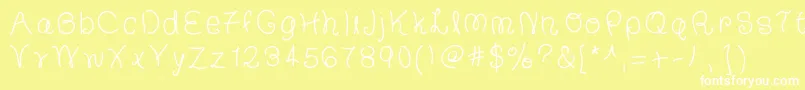 TheFrancescaFont-Schriftart – Weiße Schriften auf gelbem Hintergrund