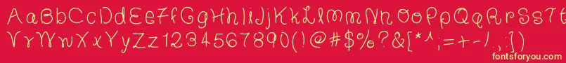 TheFrancescaFont-fontti – keltaiset fontit punaisella taustalla
