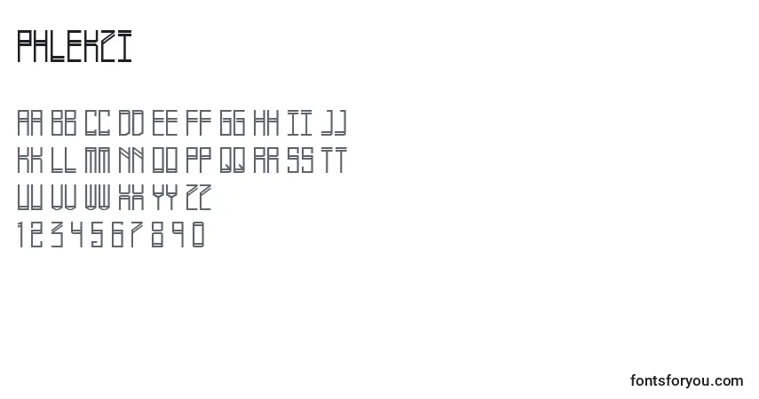 Schriftart Phlekzi – Alphabet, Zahlen, spezielle Symbole