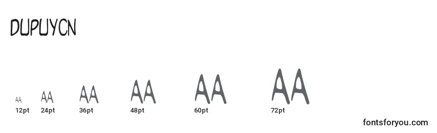 Dupuycn Font Sizes