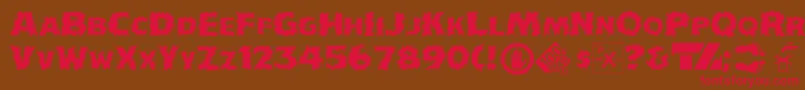 フォントIncendiakJ – 赤い文字が茶色の背景にあります。