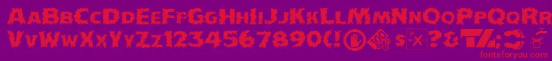 IncendiakJ-Schriftart – Rote Schriften auf violettem Hintergrund